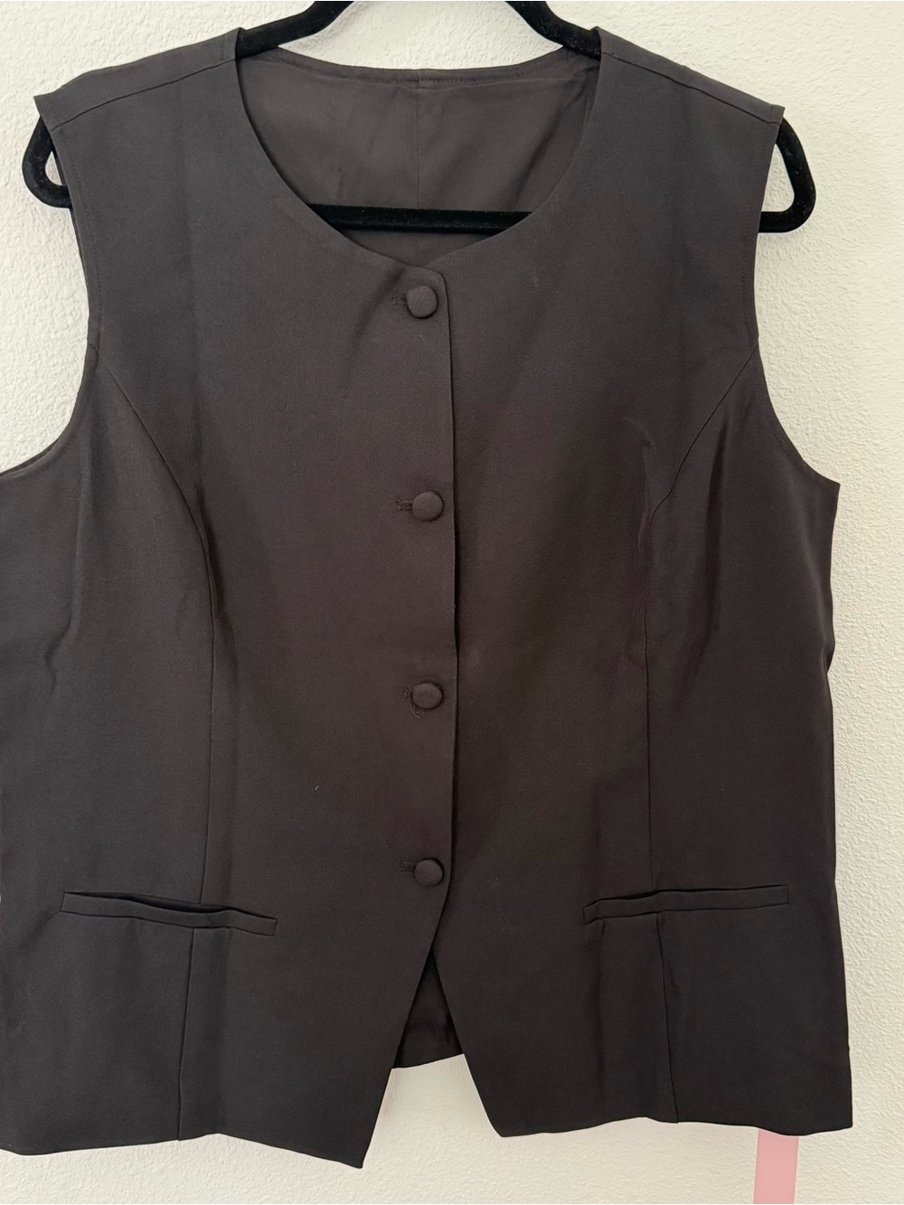Casly Lamiit Black Crewneck Button Front Structured Tailored Vest Top NWT Sz XL